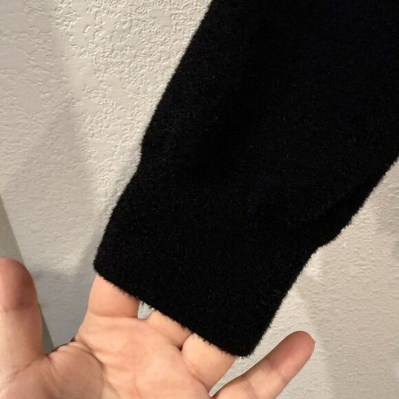 English Factory Black Sweater Pom Pom Hem Knit Pullover Cozy Chic Size Small - Picture 4 of 9